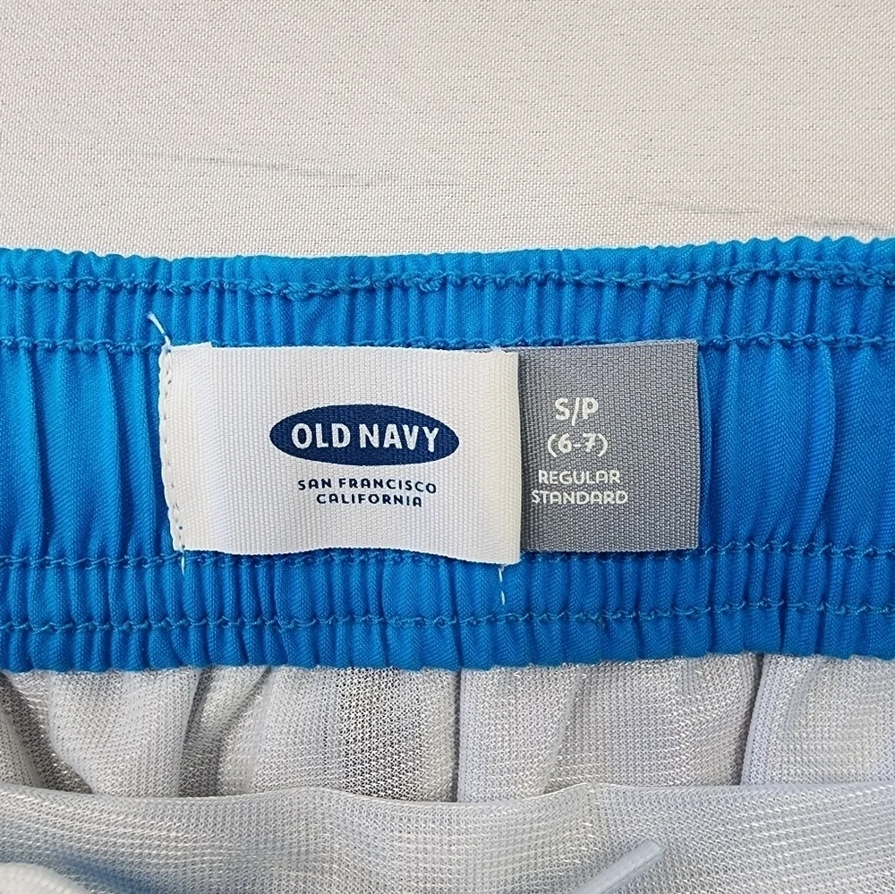 Old Navy Boys Shark Print Swim Trunks Blue Green Size 6